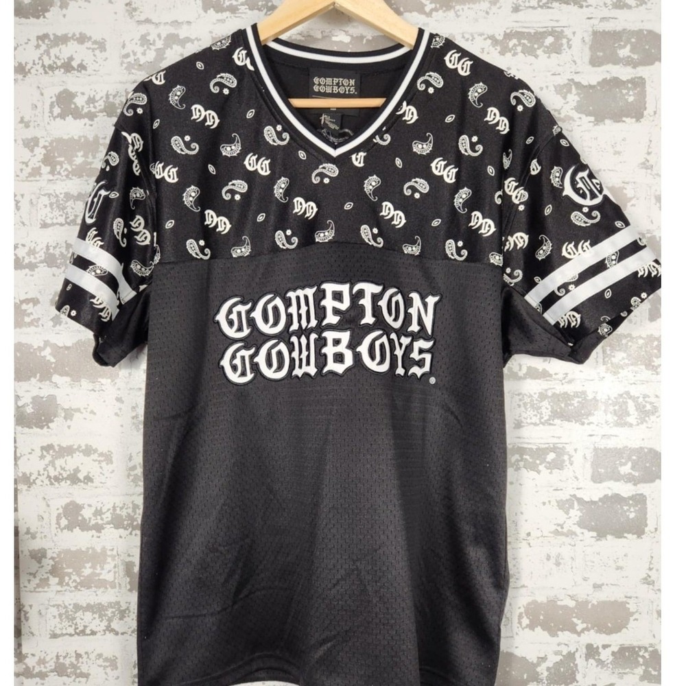 Forever 21 Compton Cowboys Jersey Men S Black Paisley Mesh Graphic Streetwear 88